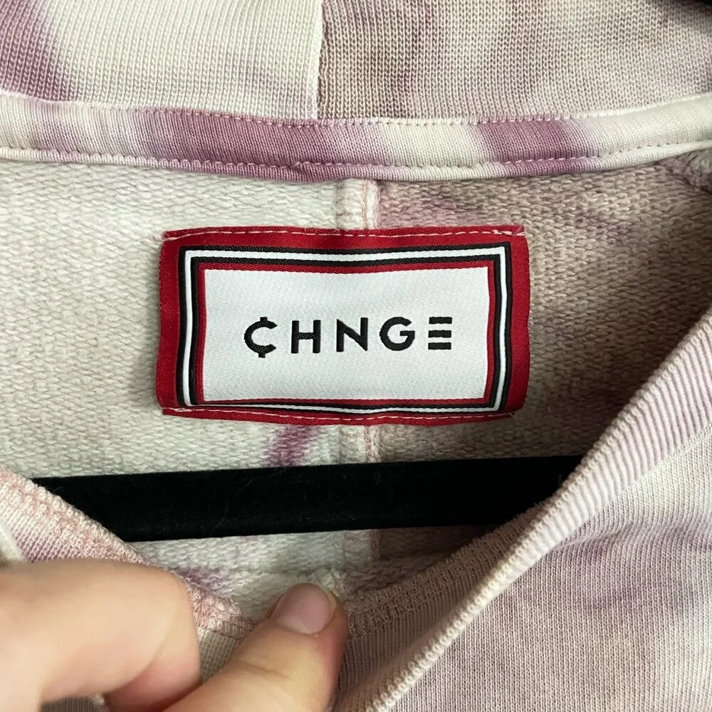CHNGE Tie Dye Embroidered Logo Pullover Crew Neck Sweatshirt Purple/Pink Small